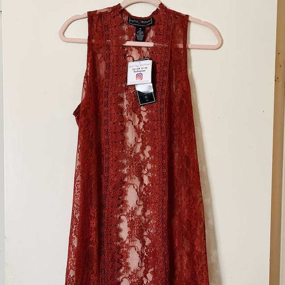 🔥POLLY & ESTHER Lace Rust Kimono✨ - Picture 7 of 7